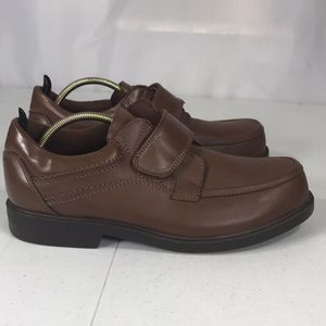 Dr SCHOLLS brown leather strap loafers sz 9 3E